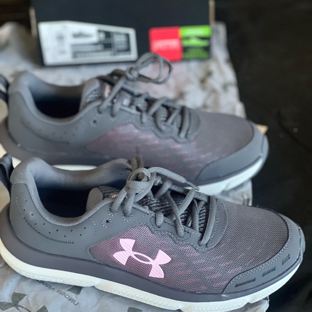 SOLD - Under Armour Charged Assert 10 Gray and Pink Shoes